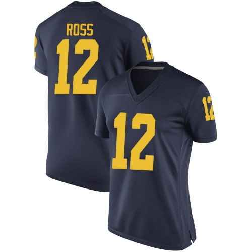 Josh Ross Michigan Wolverines Women's NCAA #12 Navy Game Brand Jordan College Stitched Football Jersey UKC5054JW